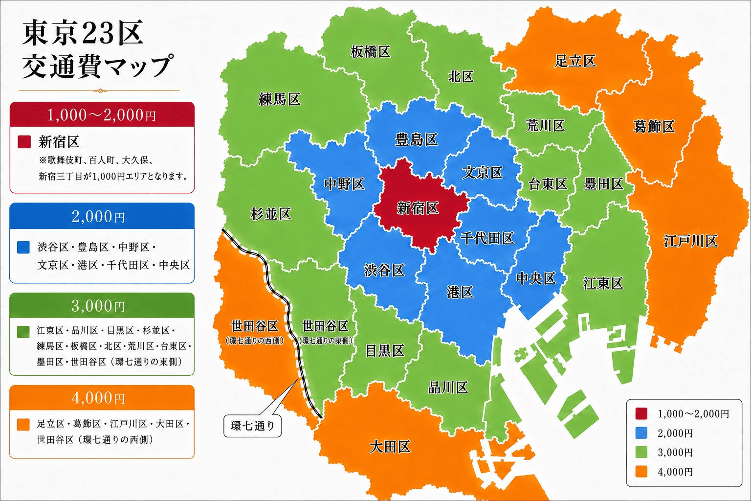 東京23区交通費マップ